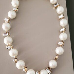 Elegant Pearl & Crystal Statement Necklace – Gold Accents - Anne Taylor